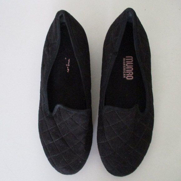 Munro American Womens Black Suede Diamond Stitch Casual Loafer - Size 5.5WW - Picture 8 of 9